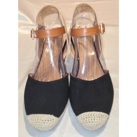 Tommy Hilfiger Women's Nilsa Espadrille Wedge Heels Sandals Black/Sand Size 10 - Picture 3 of 10